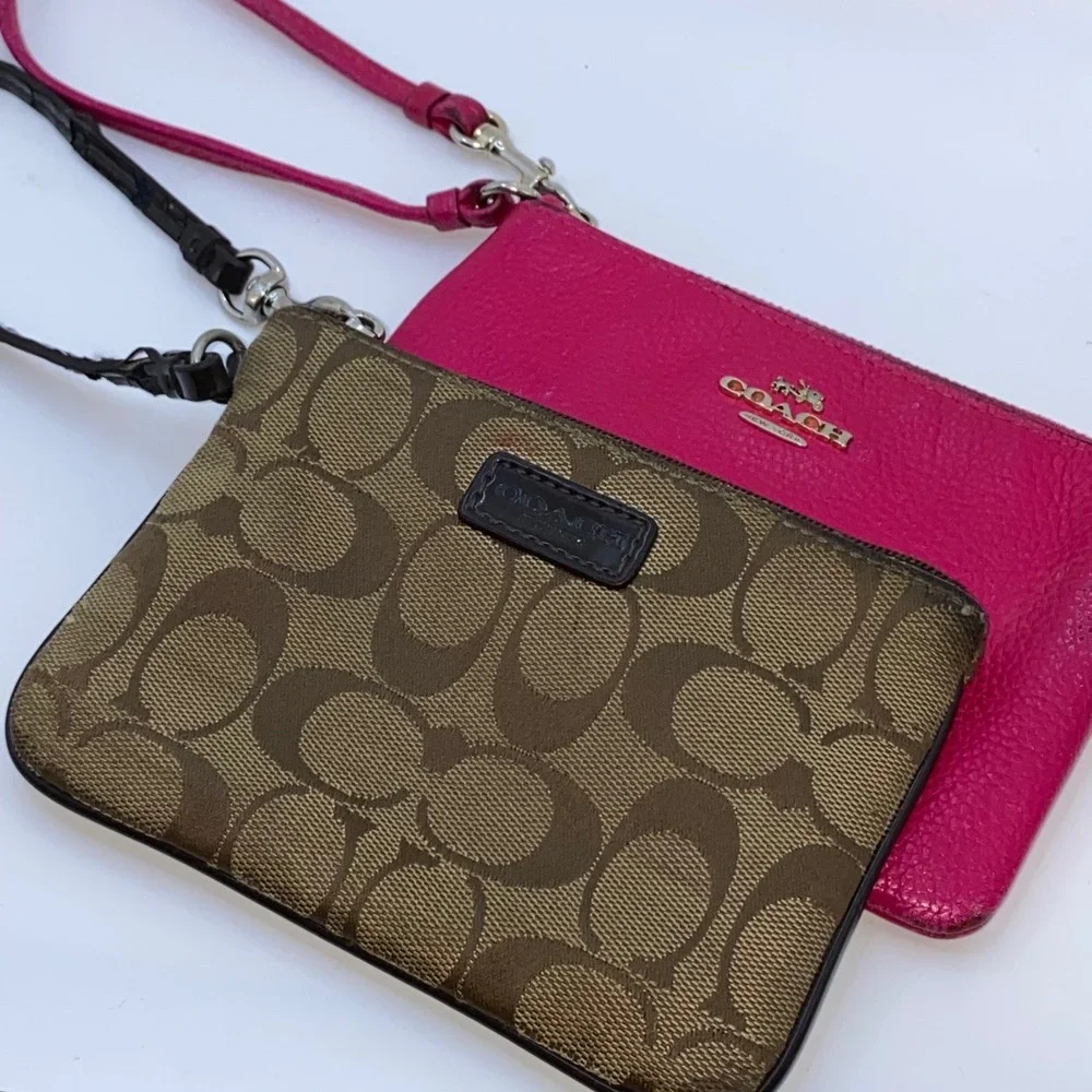 Y2K COACH Bundle - Pink & Brown Mini Bags Wristlets Signature Leather Canvas Set